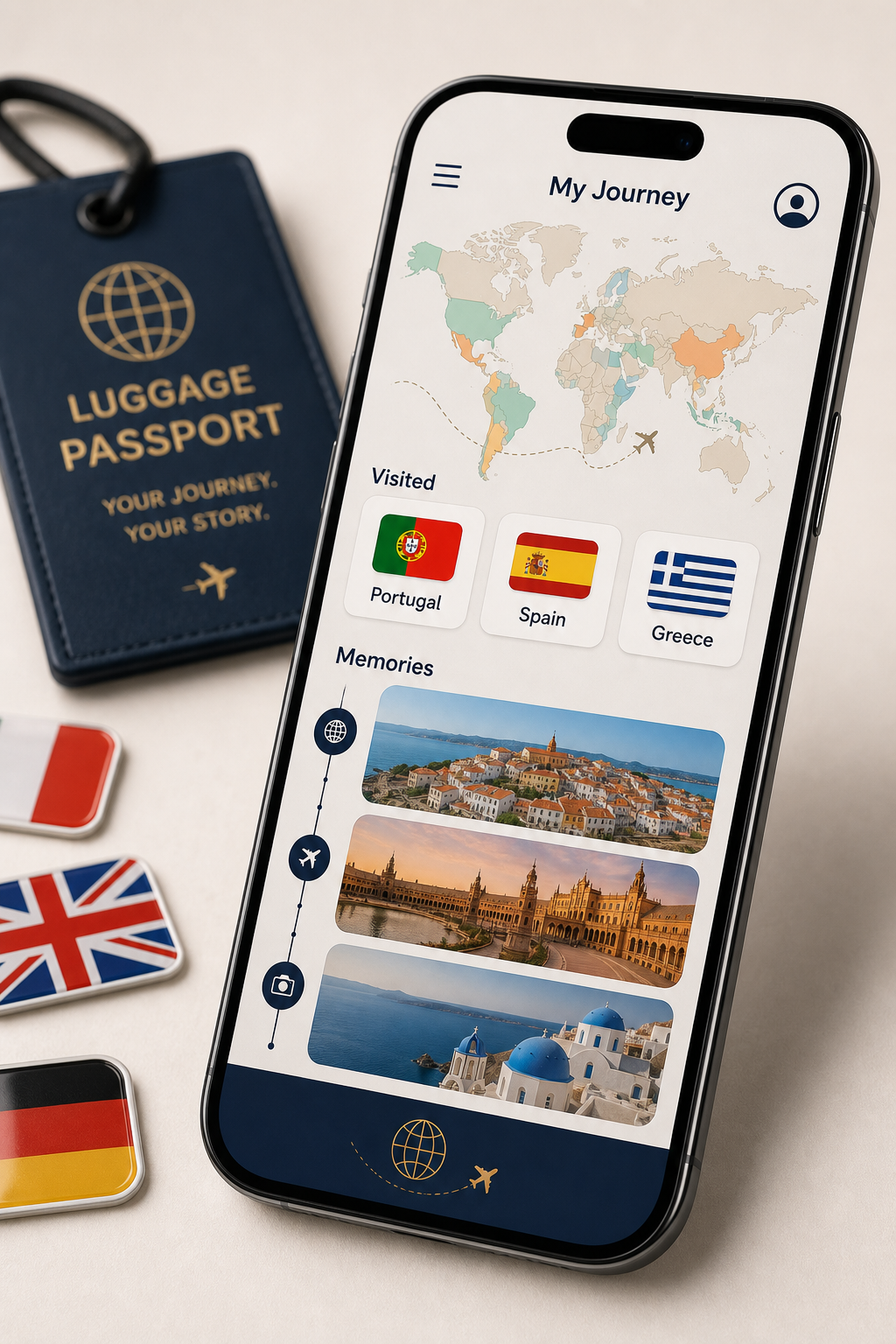 Phone mockup showing the Luggage Passport digital archive
